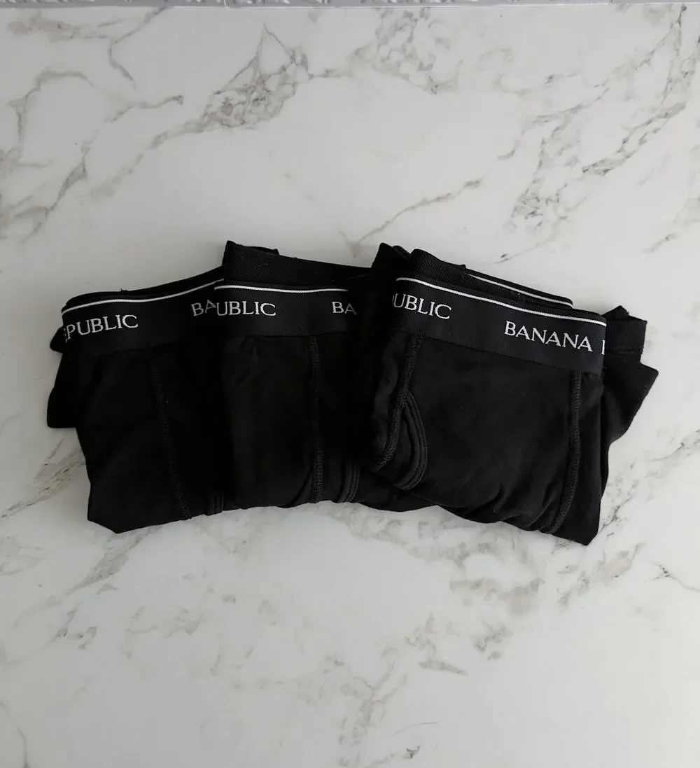Banana Republic Mens 5 Inseam Boxer Briefs 3 Pack Black Stretch Size Large NWOT